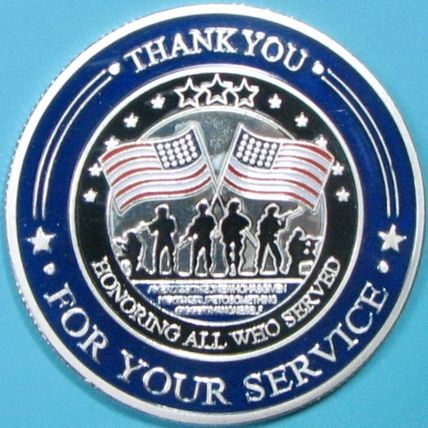Military Veterans. Challenge Coin. Souvenir. Silver Tone. 53a.