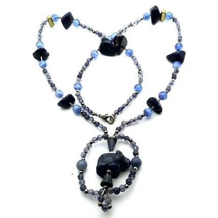 Iolite Sodalite Beaded Gemstone Necklace