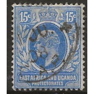 E Africa & Uganda 1907 SG39 15c Bright Blue Fine Used . .