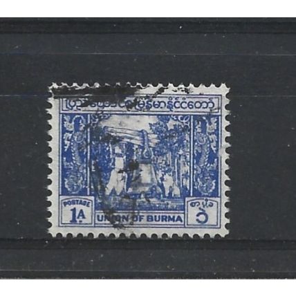 Burma.SG123 1a Bell,Mingun Pagoda (Blue).Fine Used.Jul25b