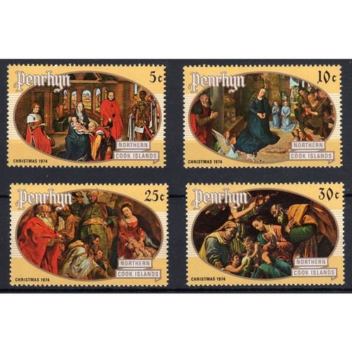 Cook is Penrhyn Sg72 - Sg75 1974 Xmas Set Lightly Mounted Mint (G14)