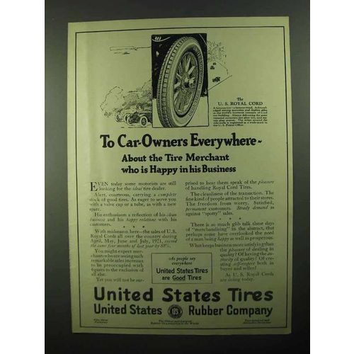 1921 United States Tires U.S. Royal Cord Tires Ad