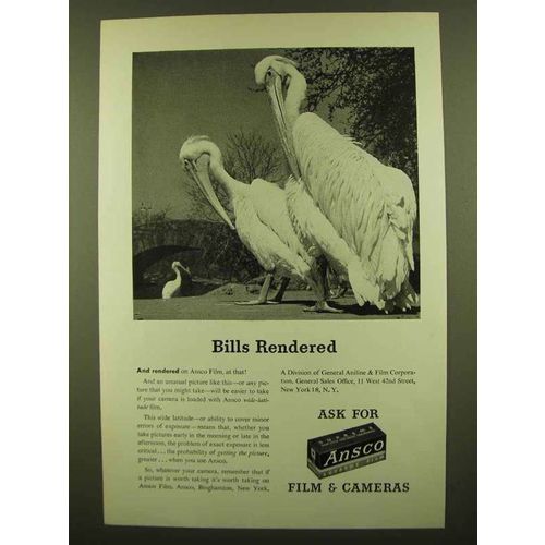 1946 Ansco Film & Cameras Ad - Bills Rendered