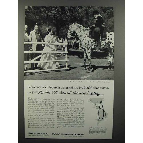1960 Panagra Pan American Airways Ad - in Half The Time