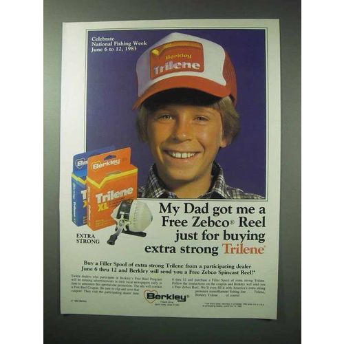 1983 Berkley Trilene XL Fishing Line Ad - Zebco Reel