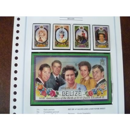 Belize 1986 60th Birthday of Queen Elizabeth II set mint stamps miniature sheet