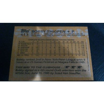 1988 Topps Card # 613 Bobby Thigpen Excellent (5) Chicago White Sox