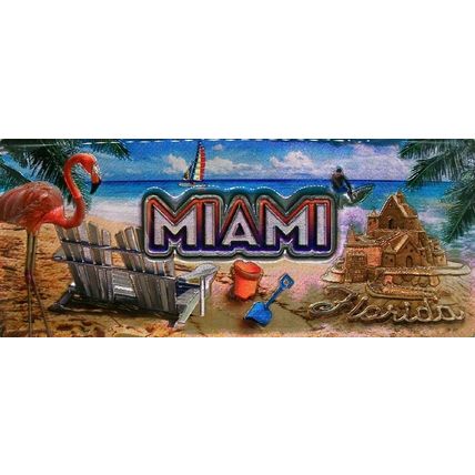 Miami Florida Foil Panoramic Fridge Magnet