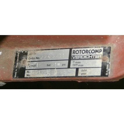 BAUER ROTORCOMP Rota 3B AIR COMPRESSOR SCREW HP Verdichter 5400RPM 210PSi US