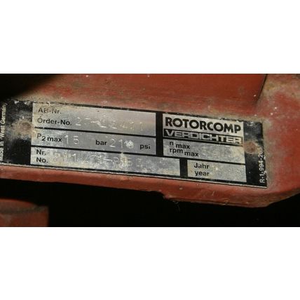 BAUER ROTORCOMP Rota 3B AIR COMPRESSOR SCREW HP Verdichter 5400RPM 210PSi US