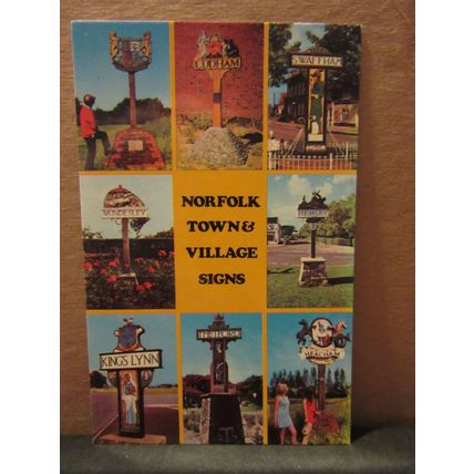multiview, NORFOLK TOWN & VILLAGE SIGNS unused postcard Colourmaster =