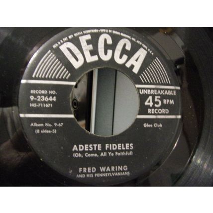 Fred Waring-Adeste Fideles / Cantique De Noel-1950-45rpm-VG