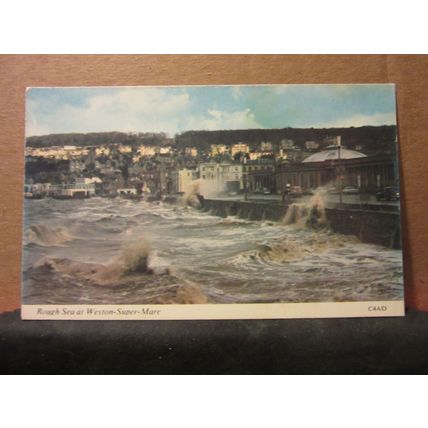 ROUGH SEA ANCHOR HEAD WESTON-SUPER-MARE SOMERSET unused postcard Harvey barton =