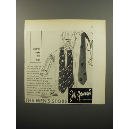 1950 John Wanamaker Cliche Cravat Ad - Clothes make the man