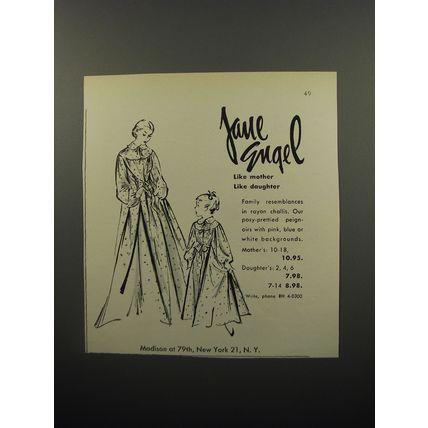 1950 Jane Engel Mother and Daughter Peignoirs Ad - Like Mother Like Daughter