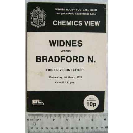 1978 programme Widnes v. Bradford Northern