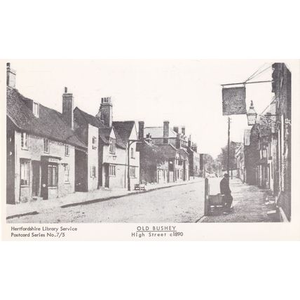 Old Bushey High Street 1907 Bell Pub Hertfordshire Postcard