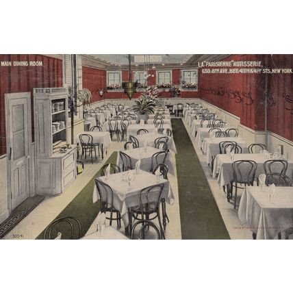 La Parisienne Rotisserie French Grill Room WW1 Advertising New York Postcard