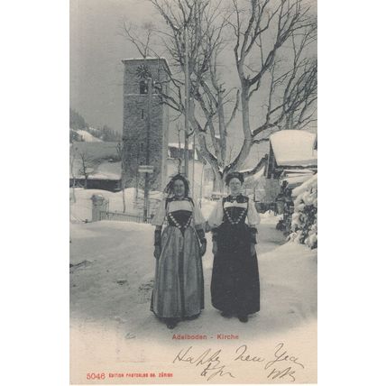 Adelboden Kirche Switzerland Costume Fashion Old Postcard