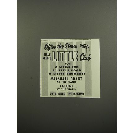 1953 Billy Reed's Little Club Ad - Marshall Grant at Piano Faconi at violin