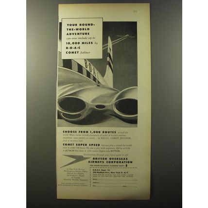 1953 BOAC British Overseas Airways Corporation Ad - round-the-world adventure