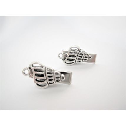 2 extra tiny small silver seashell metal alligator hair clip for fine thin hair