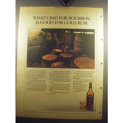 1975 Don Q Gold Rum Ad - What's bad for Bourbon is good for gold rum