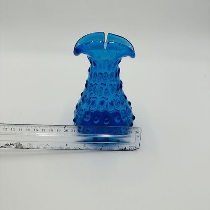 Toscany Zena Vase Empoli Spikey Hobnail Split Rim Blue Vintage Rare