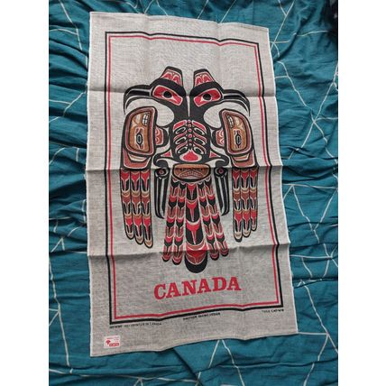 Vintage Skemo Pure Linen Tea Towel - Canada Tribal - 69 x 40 cm