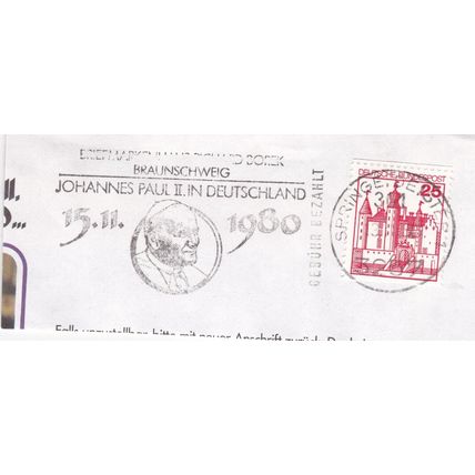 Springe Deister Postmark + slogan Germany 1980 on Burg Gemen 25pf VGC