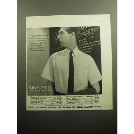 1958 Gant of New Haven Shirts Ad - The Oxford-Aire