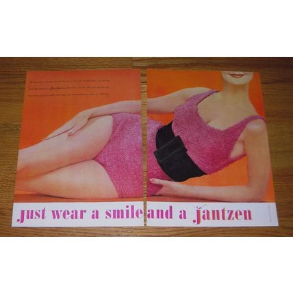 1959 Jantzen Swim suit Ad - Just wear a smile and a jantzen