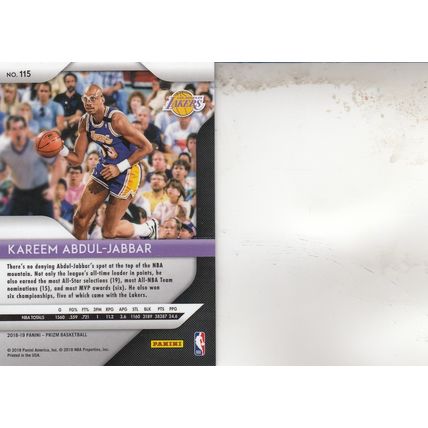 KAREEM ABDUL-JABBAR 2018 AUTOGRAPHED LOS ANGELES LAKERS HOF WORLD CHAMPION CTR