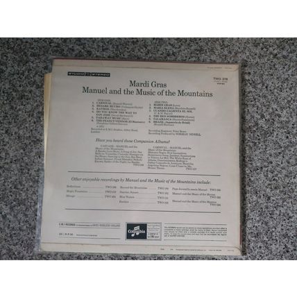 Manuel And His Music Of The Mountains – Mardi Gras (TWO378) 1972 (LP)