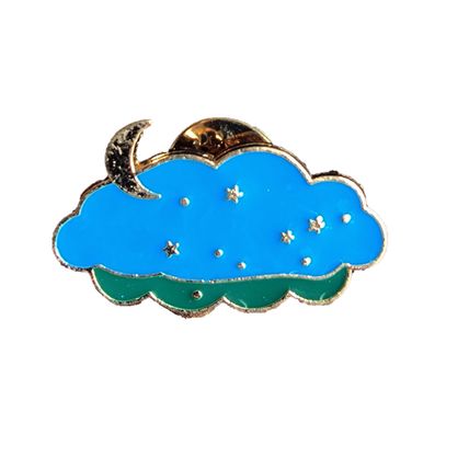 Night Clouds Pin Badge lapel Cloud Night Moon Butterfly back 2.5cn x 1.9cm BA31