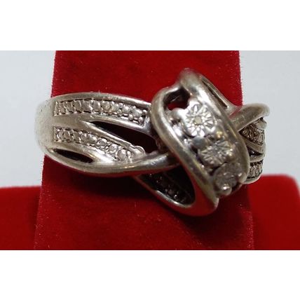 Womens 6.5 Silver 925 Ring 5.02g Grams Bow Tie Style Wedding Engagement