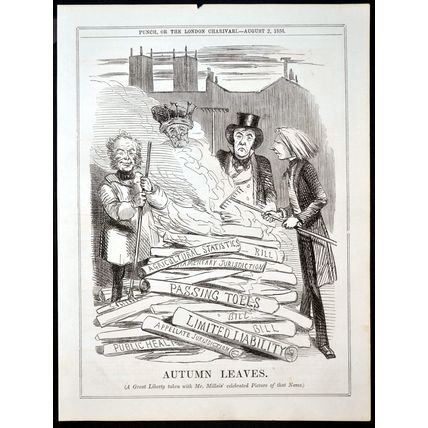 AUTUMN LEAVES 1856 John Everett Millais PUNCH CARTOON PAGE
