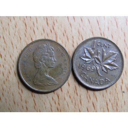 1969 Queen Elizabeth 1 Cent Canada Coin