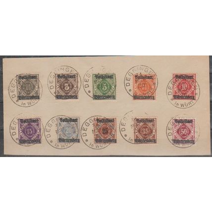 Mi: 134/143 used 1919 Cat € 90 Wurttemberg