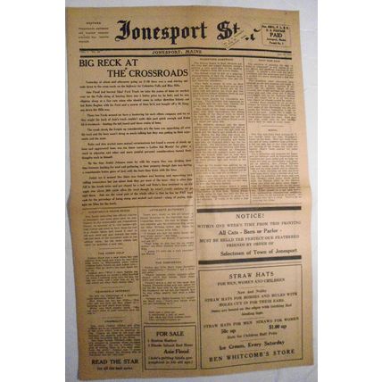 Jonesport Star, May 29, 1930 - "Big Reck at the Crossroads", etc
