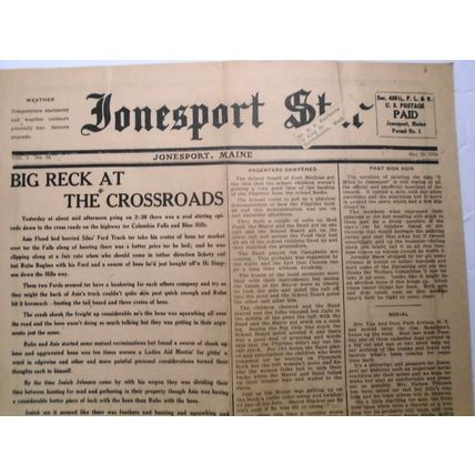 Jonesport Star, May 29, 1930 - "Big Reck at the Crossroads", etc