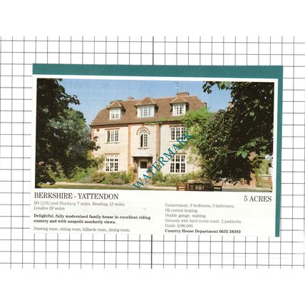 Yattendon Berkshire House Sale Advert - 1991 Clipping