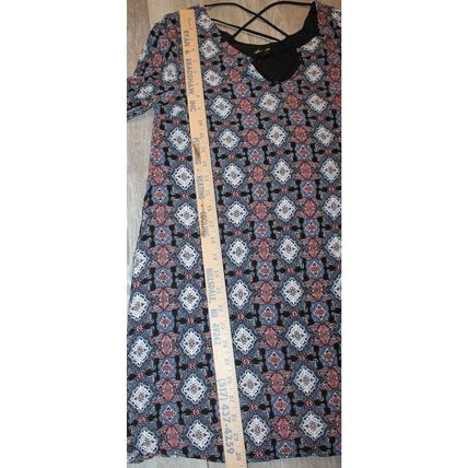 Womens Shirt Dress Slim BOHO Chic Long Sleeve Geometric Design Size S Dee Elle