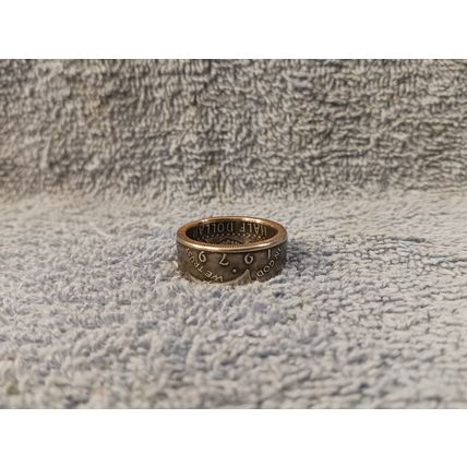 1979 Kennedy Half Dollars size 10-1/2 coin ring handmade mixed metals (B)