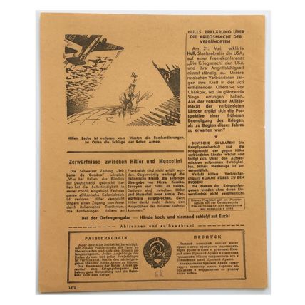 WW2 Russian/Soviet Air Drop Leaflet Illustrated by Boris Efimov. - Code 1475.