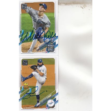 WALKER BUEHLER & TONY GONSOLIN AUTO 2021 LOS ANGELES DODGERS WORLD CHAMPIONS