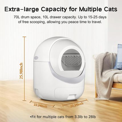 Self Cleaning Cat Litter Box, Automatic Cat Litter Box with APP Control Odor Rem