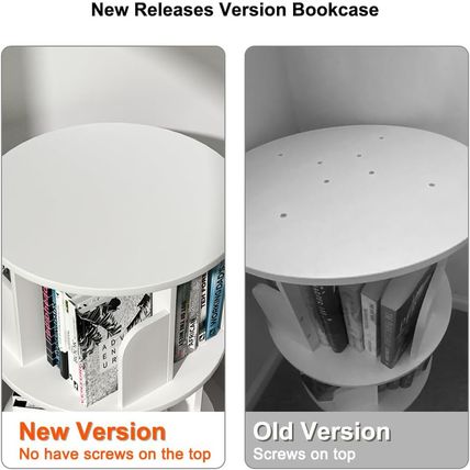 Nidouillet Rotating Bookshelf, Revolving Bookcase 360 Display round Bookshelf Na