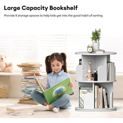 Nidouillet Rotating Bookshelf, Revolving Bookcase 360 Display round Bookshelf Na