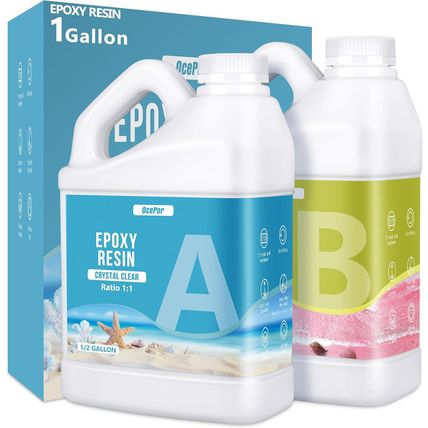 Ocepor Epoxy Resin-1 Gallon, Crystal Clear Epoxy Resin Kit, No Yellowing No Bubb